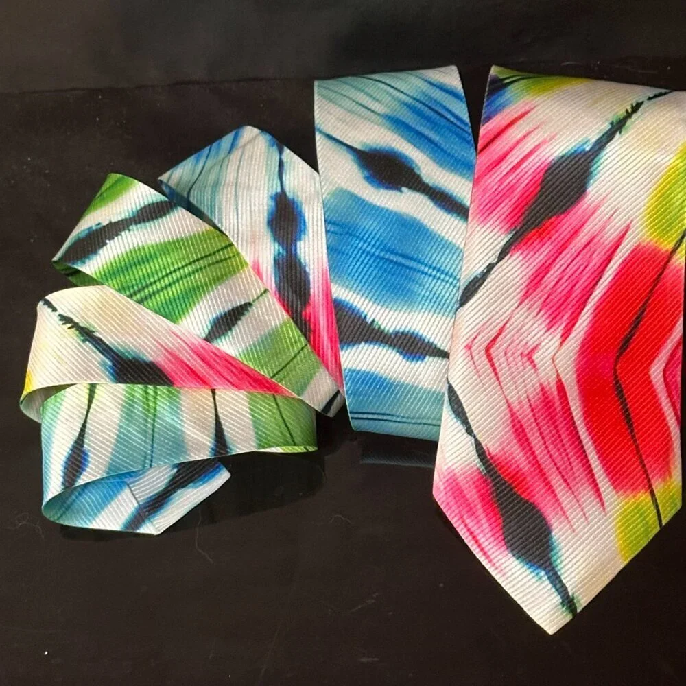 Psychedelic Rainbow Menswear Necktie Tie Neckwear Tie Dye Tied Dyed Hippie Rave